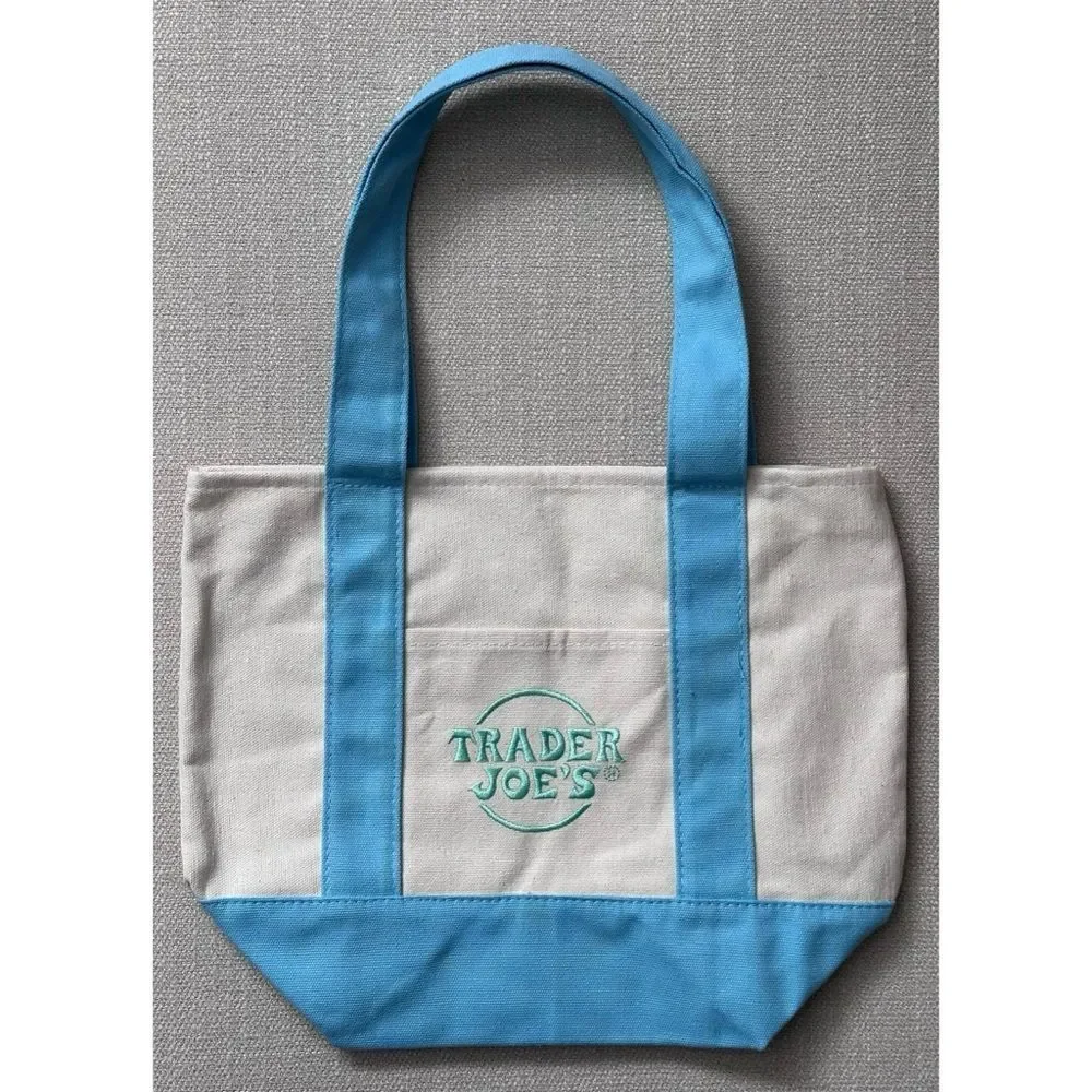 TRADER JOE’S MINI PASTEL BLUE CANVAS‎ TOTE BAG